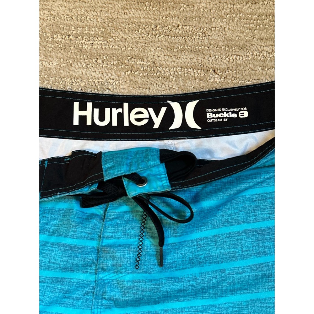 Hurley Designed From Buckle Men's Swim Trunks Outseam 22" Blue - Picture 3 of 7